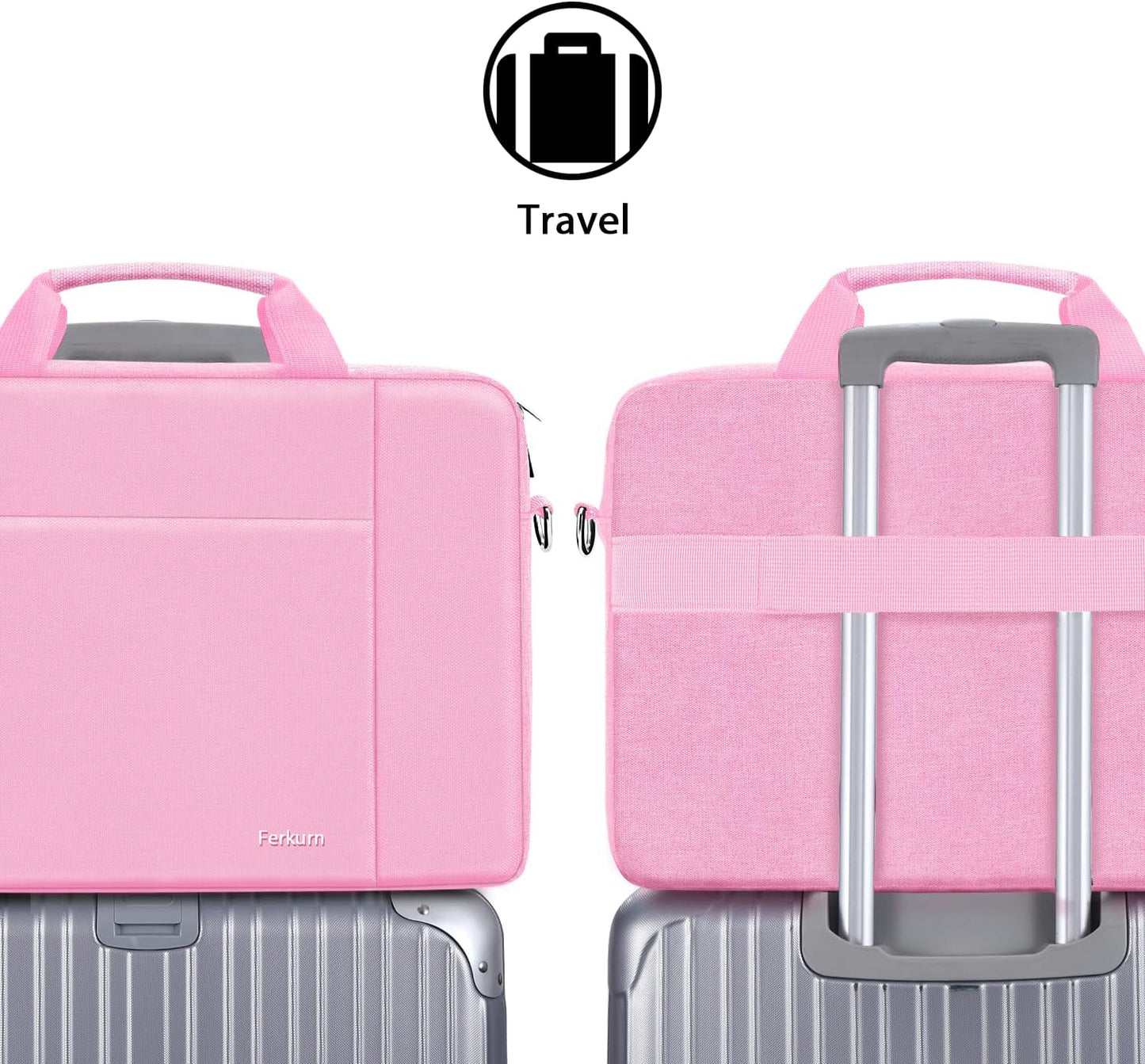 Ferkurn Laptop Bag Case for Women Men Computer Bag Compatible with HP Envy Pavilion Omen/LG Gram/MSI/Dell Inspiron XPS/Lenovo/Acer, Shoulder Strap Carrying Messenger Briefcase, Pink, 17 17.3 Inch