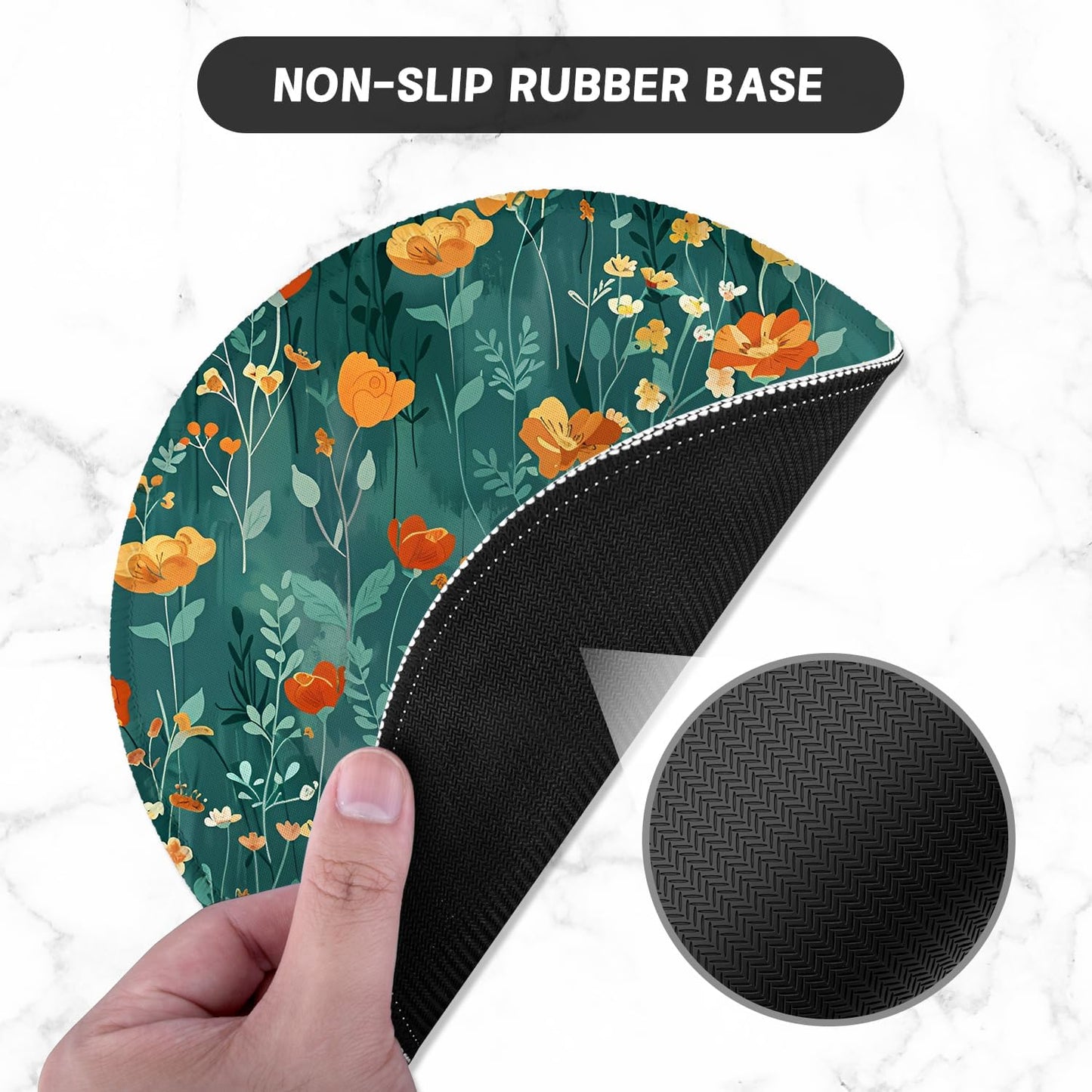 ITNRSIIET Round Mouse Pad with Stitched Edge Premium-Textured Waterproof Non-Slip Rubber Base Desktop Protection Mat Diameter 8.7 inches, Beautiful Flowers