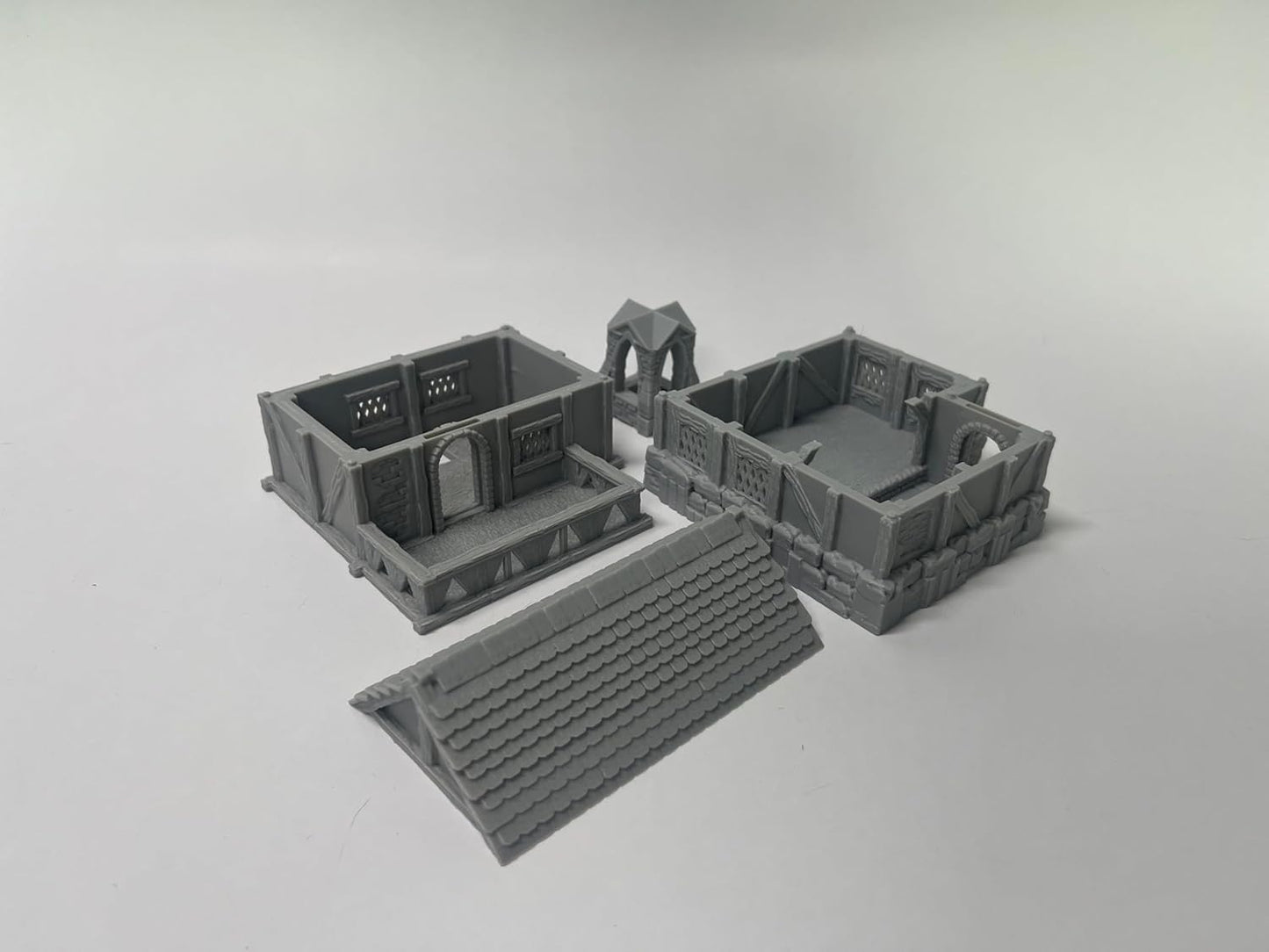 Paintable Tabletop Miniature Little Town Building Terrains Compatible with RPG War Games - 18mm Scale Dioramas Building Set Scenery with Medieval Architecture Style by HAUTICO (HVillageHouses7-1)
