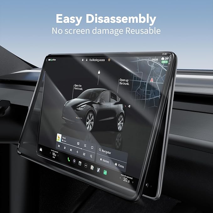 Tesla Model 3 Screen Protector for Tesla Model Y (2021-2024) & Model 3 (2021-2023) 15 Inch, No Bubble Tempered Glass Case with Protective Frame, HD & 9H Anti-Scratch, Black