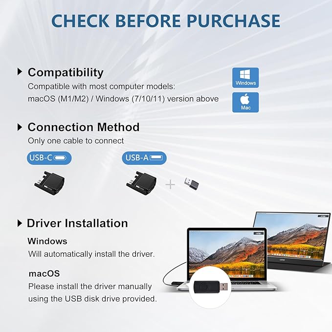 G-STORY Portable Monitor 14 Inch FHD 1080P IPS USB-C,USB-A Laptop Monitor with Adjustable and Hidden Cable Design，Extender Display with Smart Cover for Laptop PC MAC Perfect for Travel