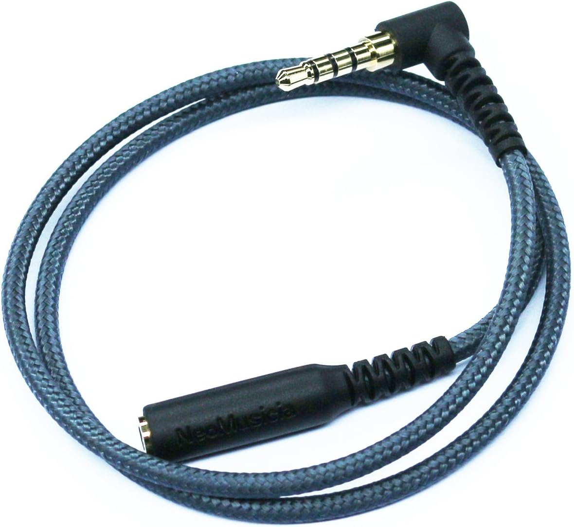 100cm(3.2ft) Right Angle 4 Pole 3.5mm 1/8 inch Male to 4 Pole 3.5mm 1/8 inch Female Stereo Audio Headphone Earphone Extension Cable Adapter Cord Tangle-Free Braided Wire