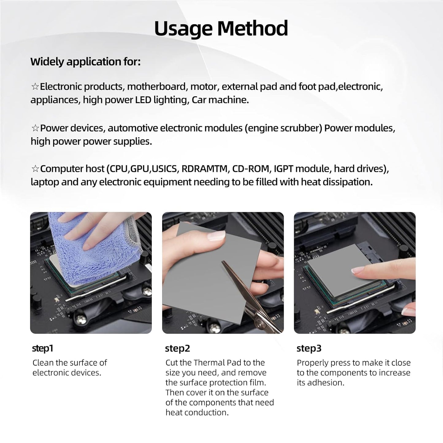 Maxtor Thermal Pad 14.8 W/mK, 120x20x3.0mm(3 pcs) Silicone Thermal Pads Non Conductive Heatsink Cooling Pad, Highly Efficient Heat Resistant Soft Pad for Laptop Heatsink/SSD/CPU/IC/LED Cooler