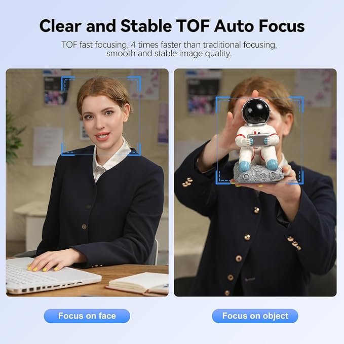 ‌2K AI Webcam for PC,1080P 60fps TOF Computer Camera with 8X Digital Zoom USB 3.0 Webcam with Remote Control/HDR/Dual Noise Cancelling Mics for Streaming & Meeting on Zoom/Teams/Facetime