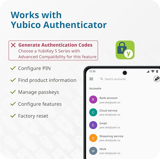 Yubico - Security Key C NFC - Basic Compatibility - Multi-Factor authentication (MFA) Security Key and passkey, Connect via USB-C or NFC, FIDO Certified