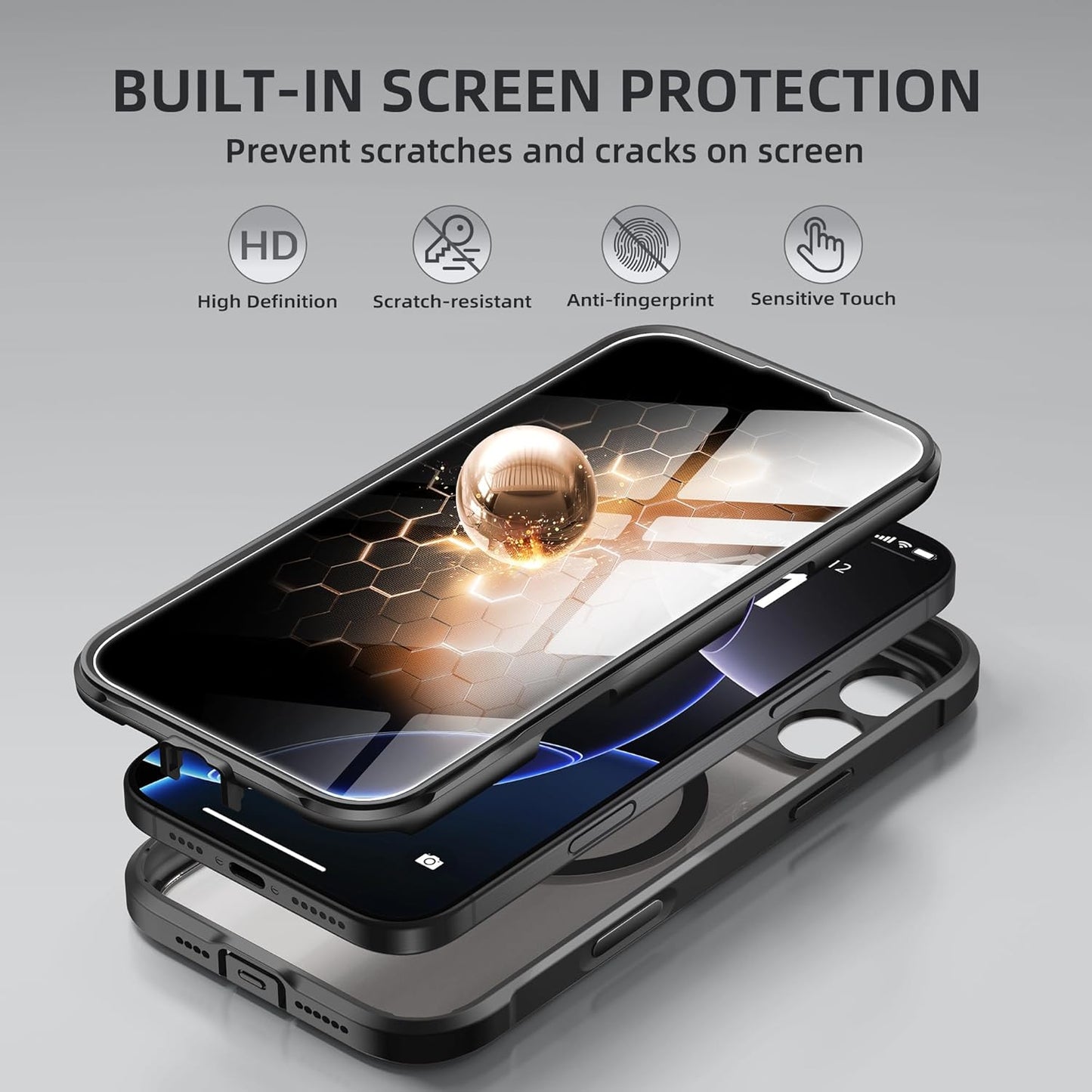 BERFY Magnetic for iPhone 16 Pro Max Case, Compatible with MagSafe, Built-in Privacy Screen Protector and Upgraded Camera Protection,Anti-Spy Full Body Shockproof Phone Case for 16 Pro Max 6.9", Black