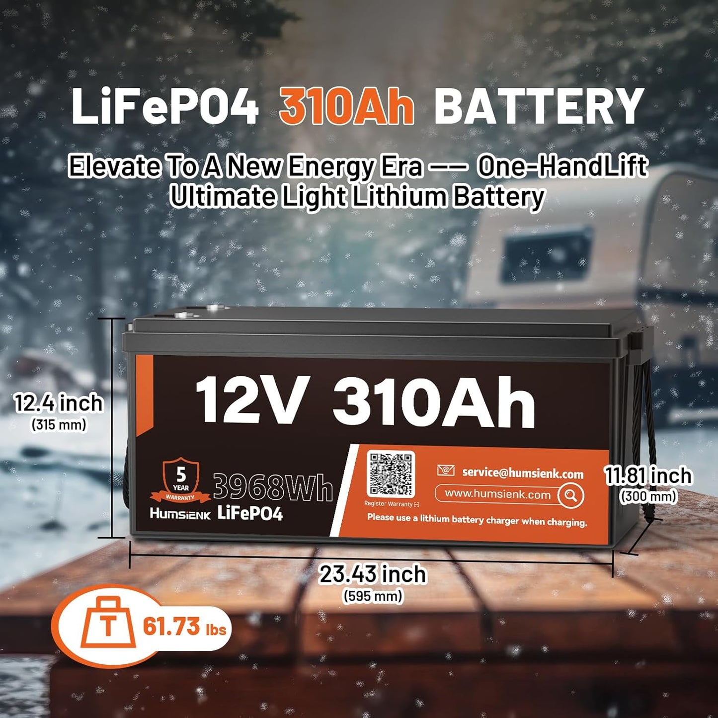 12V 310Ah LiFePO4 Lithium Battery 4PCS– Max. 3968Wh, 15000+ Deep Cycle Battery with 100A BMS, Low-Temp Cutoff | A+ Grade Cells for Marine, Trolling Motor, Off-Grid Home Energy Storage, Van Life