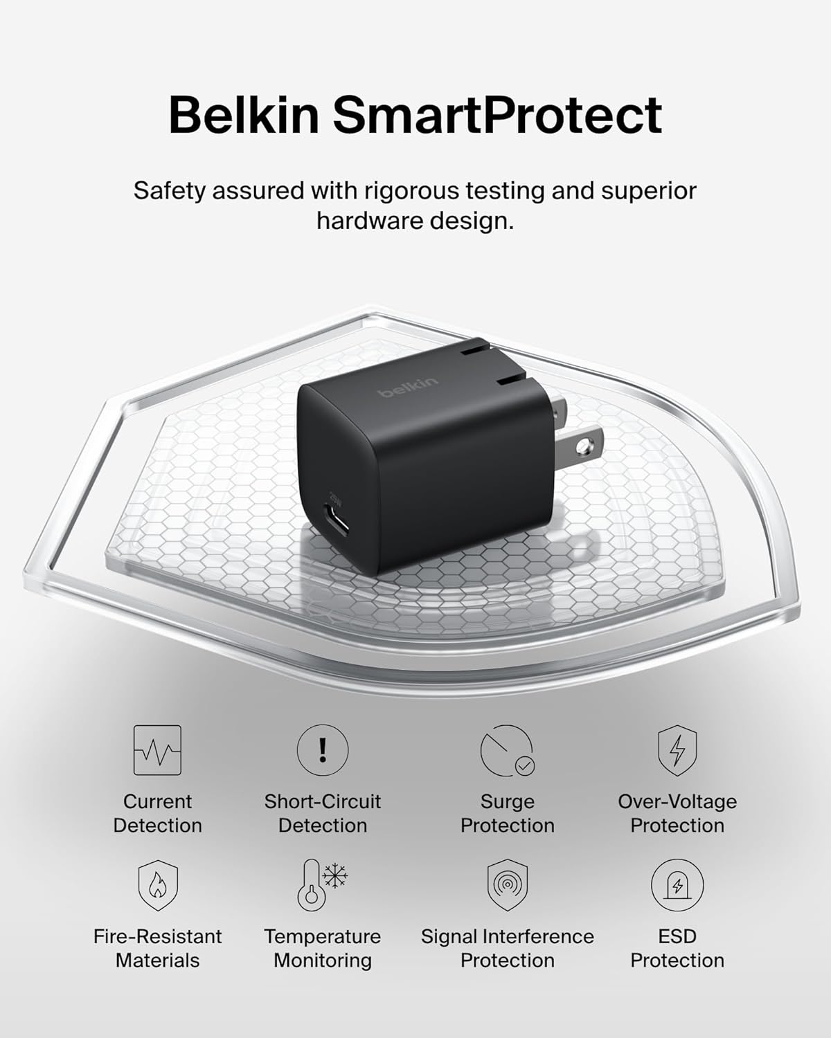 Belkin USB C Charger Block 25W – PD3.0 PPS Super Fast Charging - Samsung Galaxy S25, S24, S23, S22, Apple iPhone 16, iPhone 15/14/13 Plus, Pro, Pro Max, Google Pixel 9, Nintendo Switch, etc - Black