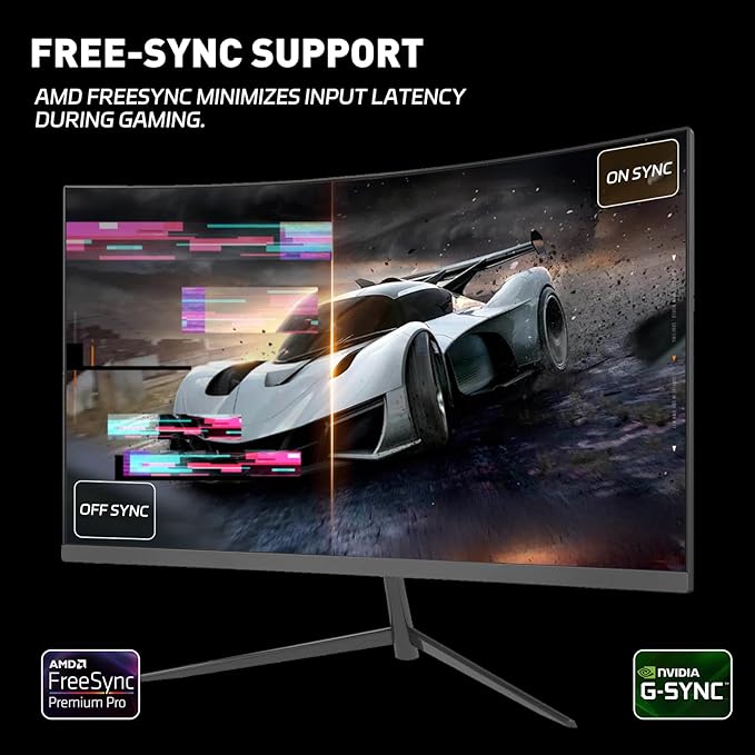 24-inch Curved Gaming Monitor, FHD 180Hz 1ms Computer Monitor, 1800R, AMD FreeSync & G-Sync Compatible, HDMI DP VESA Built-in Speakers