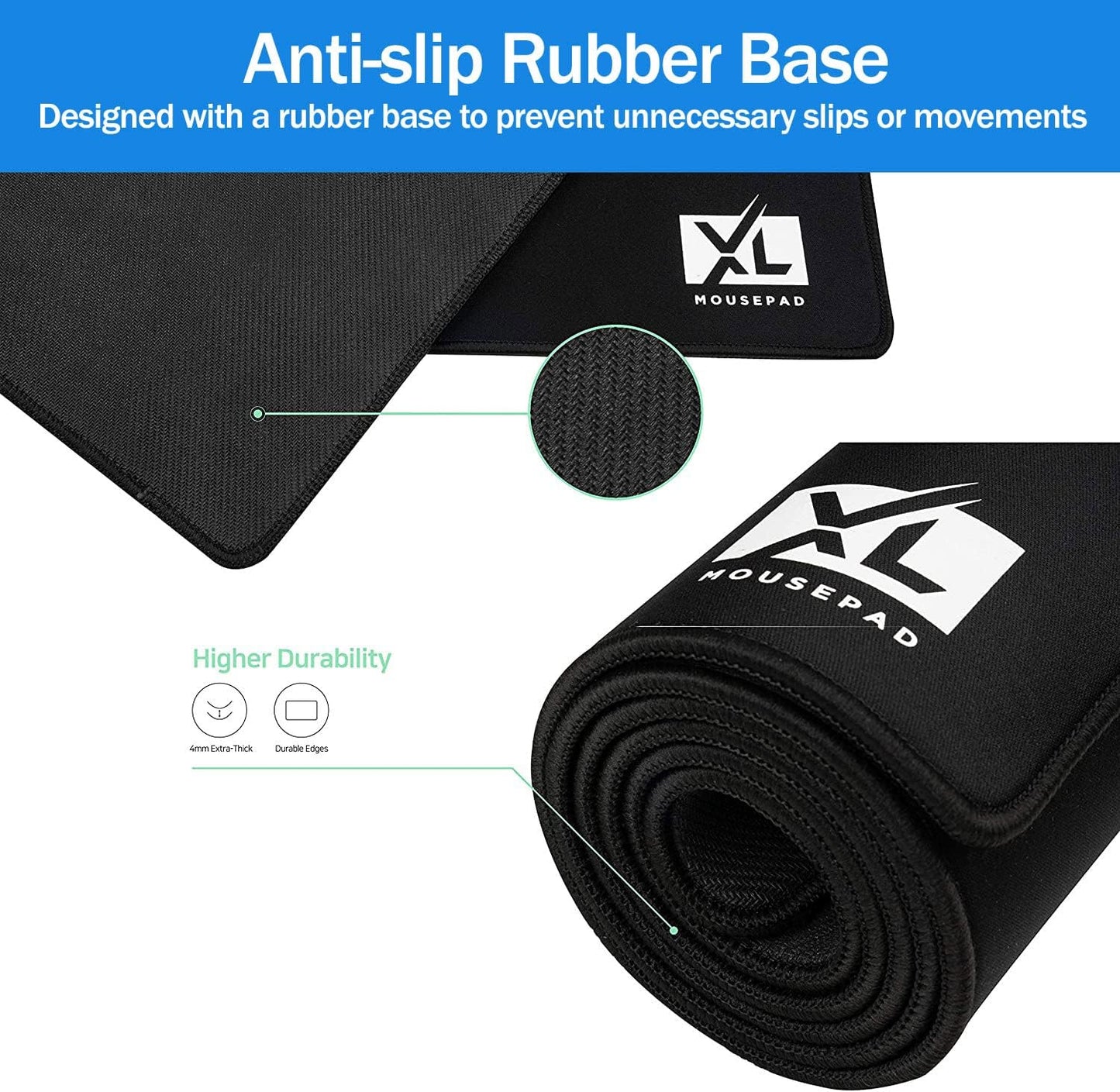 Big Desk Mouse Pad Extra Large for Gaming(60'' x 30'') - Super Thick Giant Mousepad for Full Desk with Rubber Base (Black, 4XL)