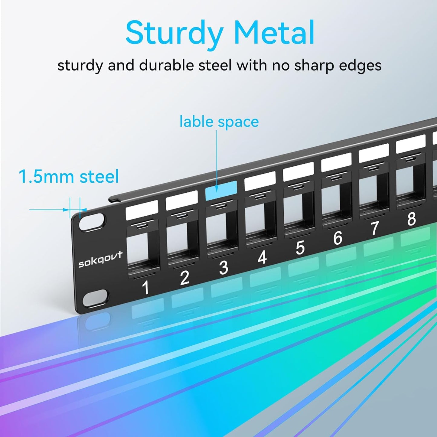 24 Port Blank Keystone Patch Panel with Snap-in Design, Cat6 Network Patch Panel 1U 19 inch, Rack Mount Ethernet Patch Panel (for Slim Keystone Only)