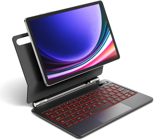 Magentic Keyboard Case for Samsung Galaxy Tab S10 FE/S9 FE 5G 10.9", Tab S9/S8/S7 11", Backlit Wireless Bluetooth Magic Keyboard Case Cover Stand Multi-Touch Trackpad LED Power Display-Black