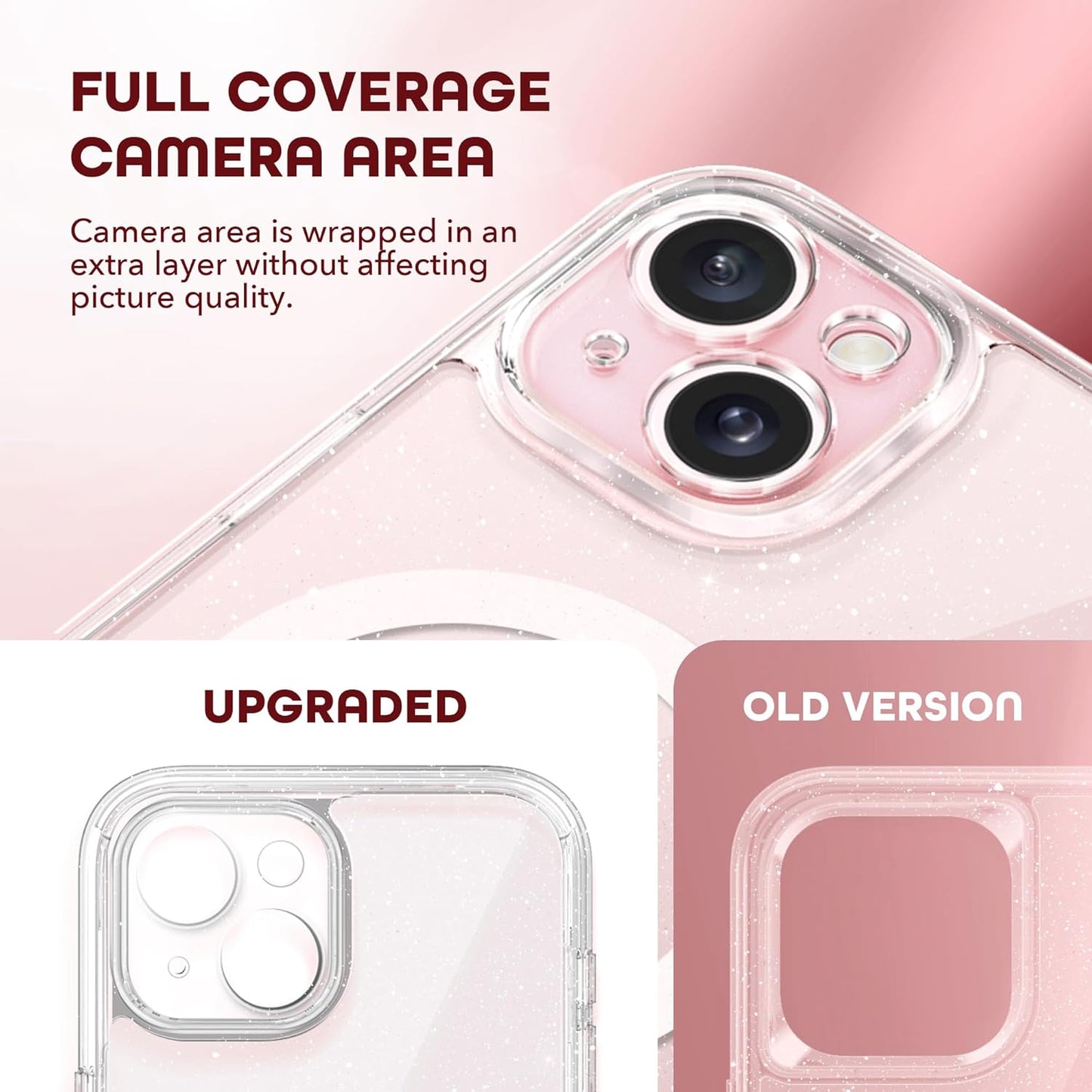 Magnetic for iPhone 15 Case, Compatible with MagSafe, Built-in Privacy Screen Protector and Camera Protection, Anti Spy Full Body Dustproof Shockproof Hard Phone Case 6.1", Shiny Clear