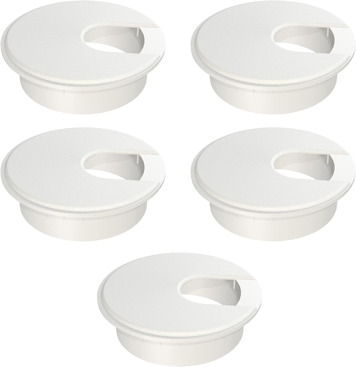 MAHDPRO Desk Grommet White 2 Inch (50 mm) Pack of 5-ABS Plastic Desk Cord Hole Cover to Arrange Cables & Wires Through Computer Table/Countertops