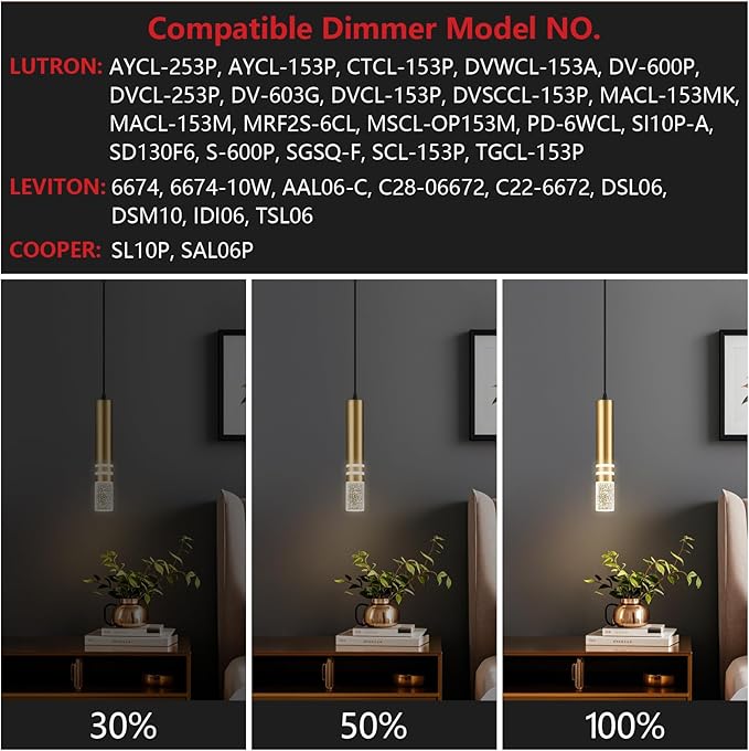 Pendant Lights Kitchen Island, Crystal Pendant Light Fixtures Mini 6W LED Modern Kitchen Pendant Lighting Over Sink and Living Room and Bedroom (Gold 1 Pack)