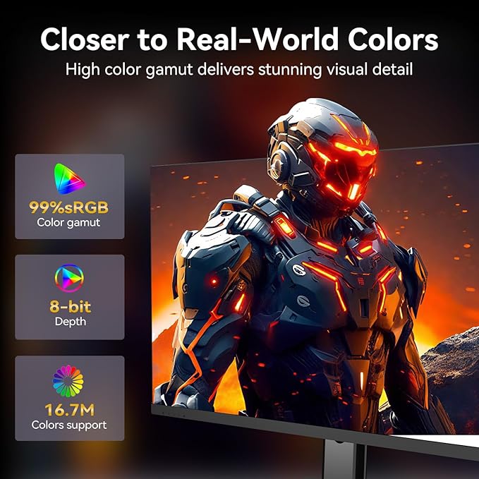 27 Inch QHD 2560x1440 IPS Computer Monitor, 100Hz, 2k Gaming Monitor, FreeSync, HDR10,HDMI,DP, USB VESA (100 x 100mm)