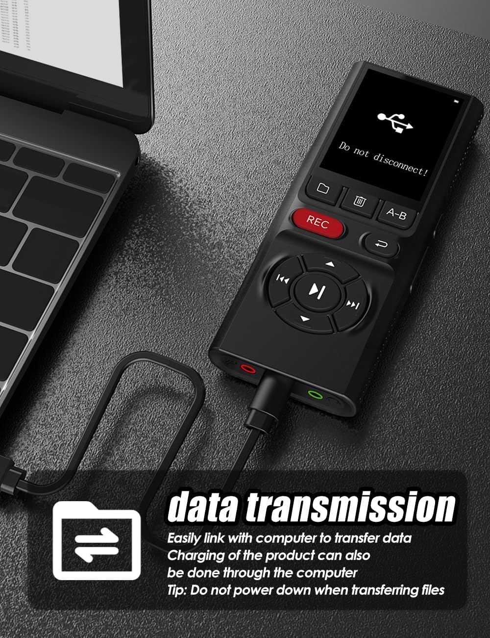 64GB Jaswill Digital Voice Recorder with Playback Long Battery 2-inch Screen MP3 Audio Recording for Meetings Lectures and Interviews Portable USB Recording Device with Voice Activation