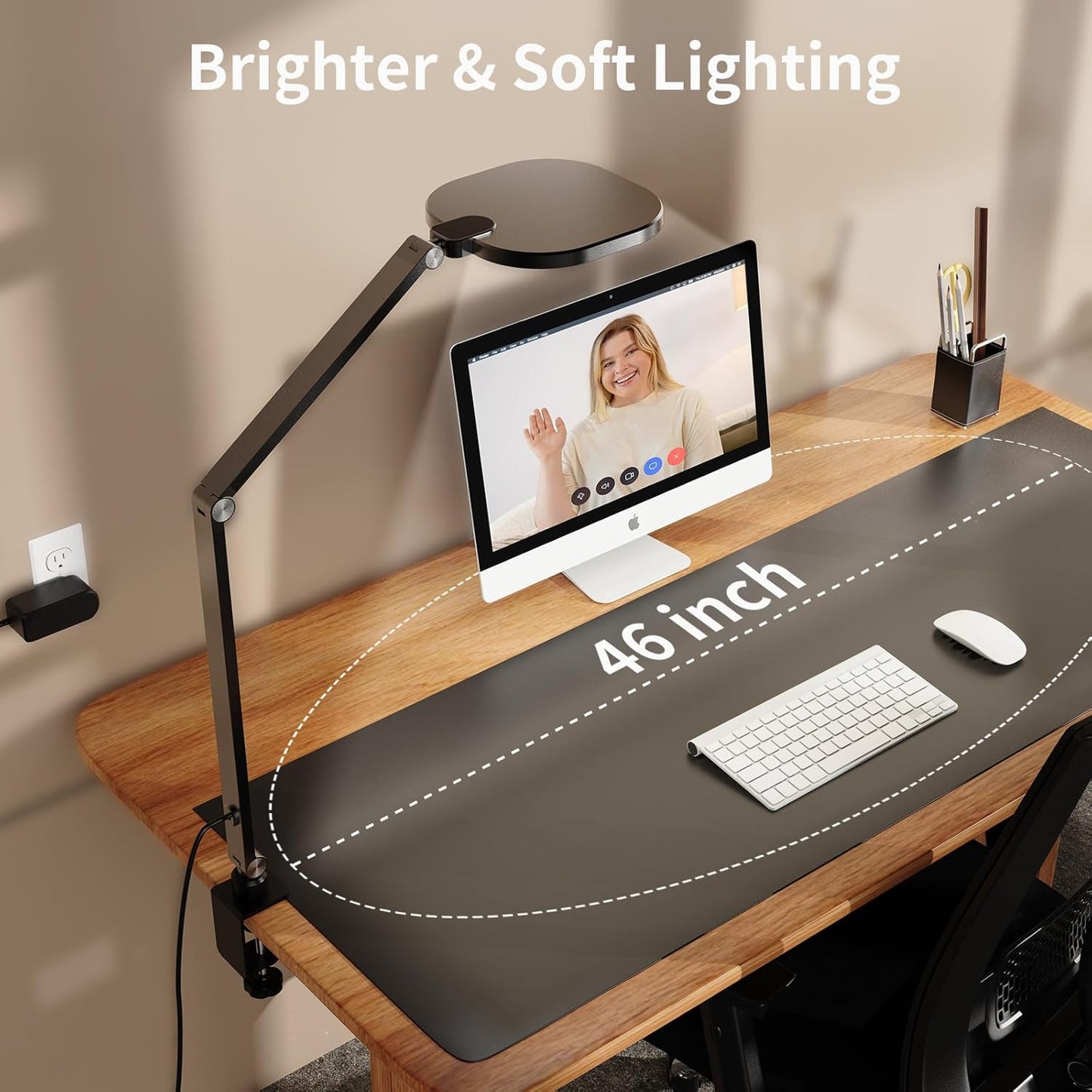 2Pack Video Conference Lighting, Zoom Lighting for Computer with Clamp, 30 Light Modes, Eye Caring Swing Arm Desk Light with Memory & Timing Func for Home Office, Video Call, Video Conferencing