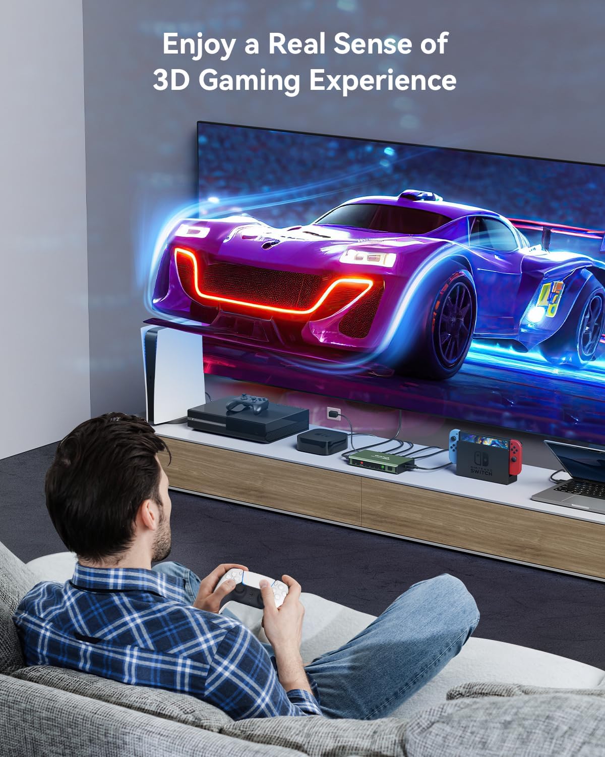 HDMI Switch 5 in 1 Out 4K@60Hz, GANA HDMI Splitter Switcher with Remote, Aluminum HDMI 2.0 Switch Box Hub for 3D, HDCP2.2, HDR, Compatible with Xbox, PS5/4/3,Fire Stick,Roku,Blu-Ray Player, Green