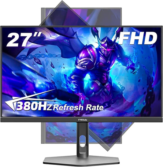 27 inch Gaming Monitor 380Hz, FHD 1080P, 0.5ms Frameless, Ultra Slim Computer Monitor, Height/Pivot/Swivel/Tilt Adjustable Vertical Monitor, Support FreeSync, VESA, DP*2, HDMI*2