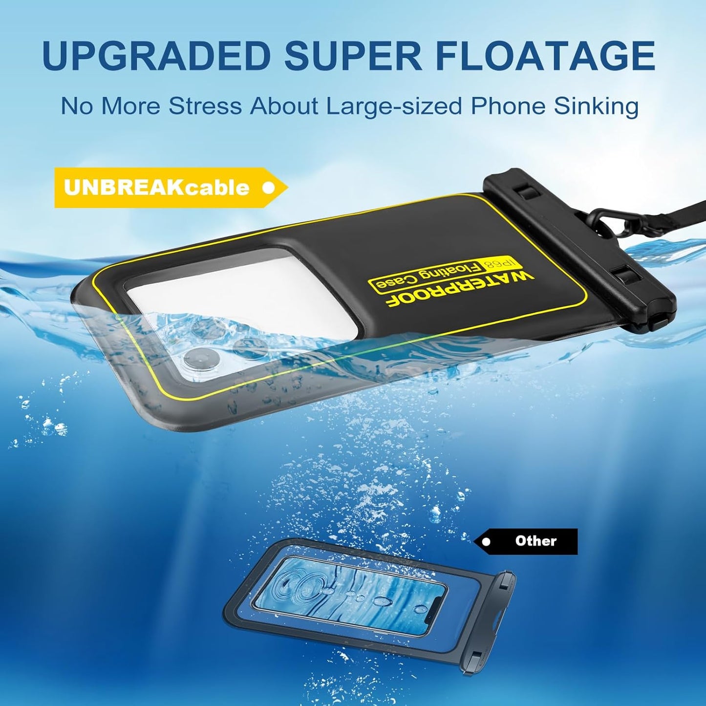 Waterproof Phone Pouch 2 Pack, IP68 Floating Waterproof Phone Case, Up to 8.3" Dry Bag for iPhone 16 15 14 13 Pro Max Samsung S25 Ultra S24 S23, Kayak/Beach/Cruise Travel Essentials Black