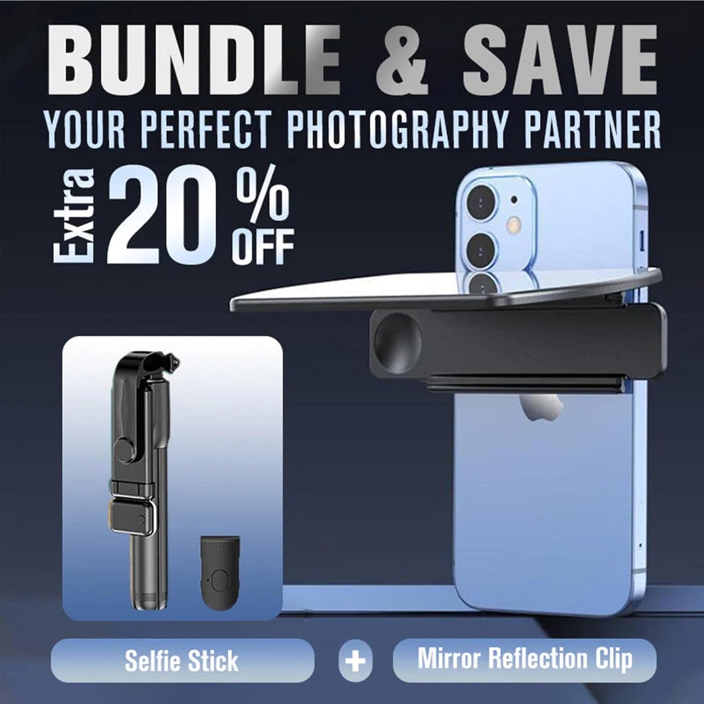 Mirror Effect Lens - Capture Stunning Reflections Instantly, Mirror for Phone to Use Back, Smartphone Camera Mirror Reflection Clip Kit, Reflection Mirror for Outdoor Travel Photography (Black)
