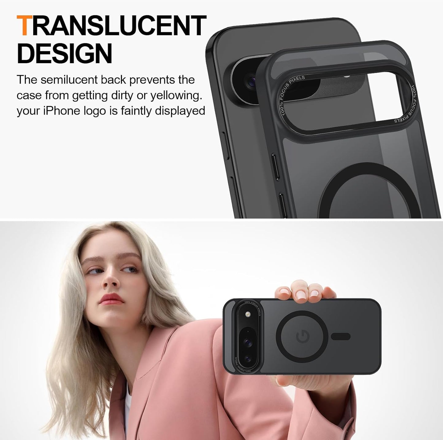 Magnetic for Google Pixel 9/Pixel 9 Pro Case, [Military Grade Drop Protection] [Compatible with MagSafe] Shockproof Slim Translucent Matte Anti-Slip for Women Girls Men Case, Black