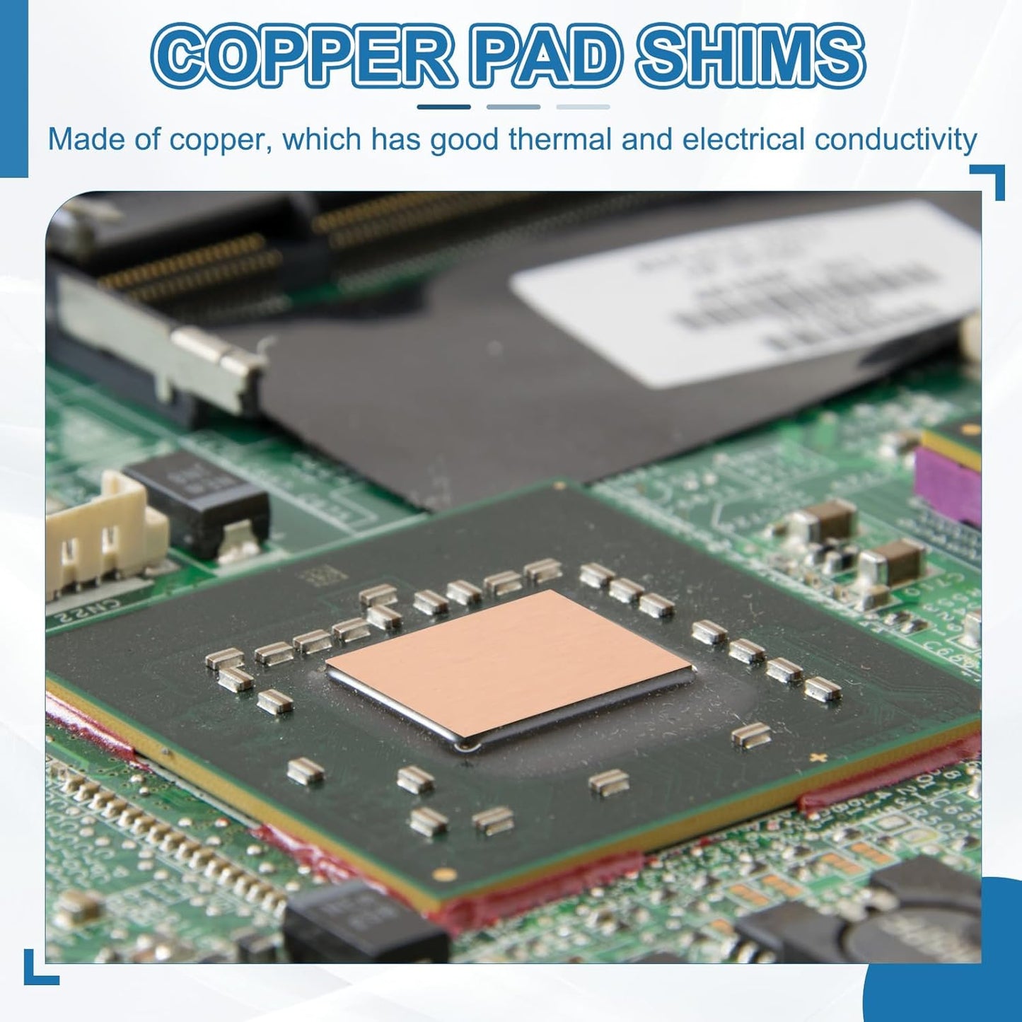 PATIKIL Copper Heatsink Pad Shims, 24 Pcs 20x20x0.5mm Copper Pad Shim IC Chipset GPU CPU Thermal Heatsink for Cooling Laptop Desktop Computer