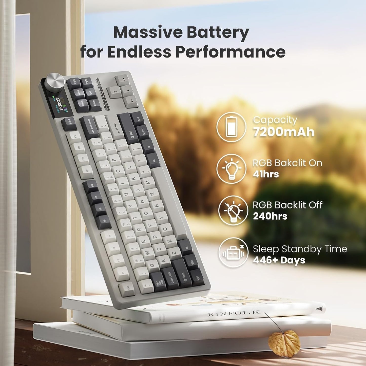 RK ROYAL KLUDGE S85 Wireless Mechanical Keyboard, TKL Keyboard with Display & Ratchet Knob, Triple-Mode Bluetooth/2.4GHz/USB-C, Custom Linear Silent Switches, 7200mAh Battery, Hot Swappable, 85 Keys