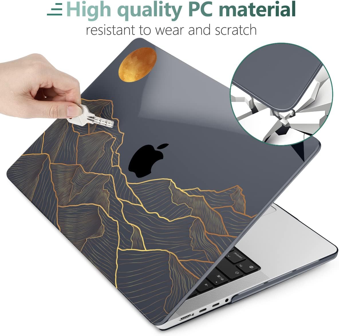 DONGKE for M4 MacBook Pro 16 Inch Case 2024 2023 2021 A3403 A3186 M3 A2991 M2 A2780 M1 A2485 Pro/Max Chip, Plastic Hard Shell Case & Keyboard Cover for Mac Pro 16 with Touch ID, Abstract Mountain