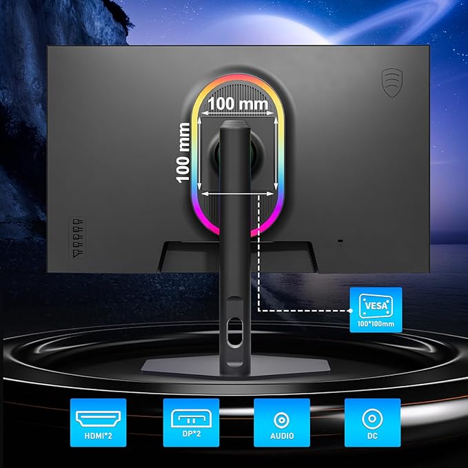 27 inch Gaming Monitor 300Hz, QHD 1440P, 0.8ms Frameless, Ultra Slim Computer Monitor, Height/Pivot/Swivel/Tilt Adjustable Vertical Monitor, Support FreeSync, VESA, DP*2, HDMI*2