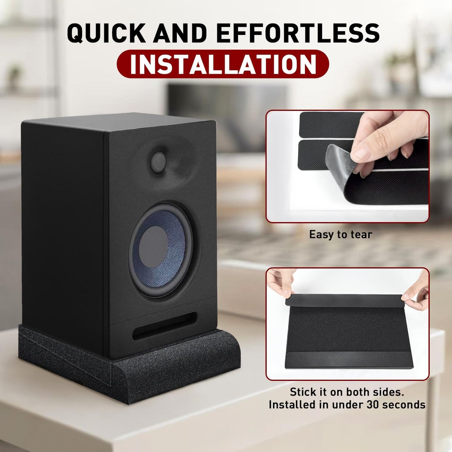 Focusound Studio Monitor Isolation pads for 5 Inches Monitors, 2 Pack High Density Acoustic Speaker Isolation Pads Foam