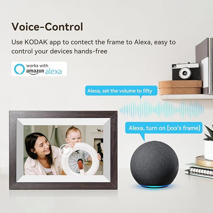 KODAK Digital Picture Frame with WiFi 10.1 inch 1280x800 IPS HD Touch Screen, 32GB Storage Auto-Rotate Wall Mountable Easy Share Photos or Videos, Christmas Birthday for Women
