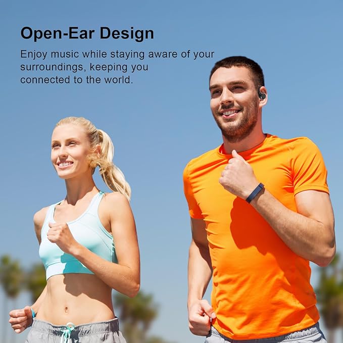 Open Ear Clip Wireless Earbuds Bone Conduction Headphones, Bluetooth 5.4,Open Ear Design,Built-in Mic, IPX5 Waterproof,LED Display Charging Case,Ear Hooks Ear Buds Design for Running Fitness ,Black