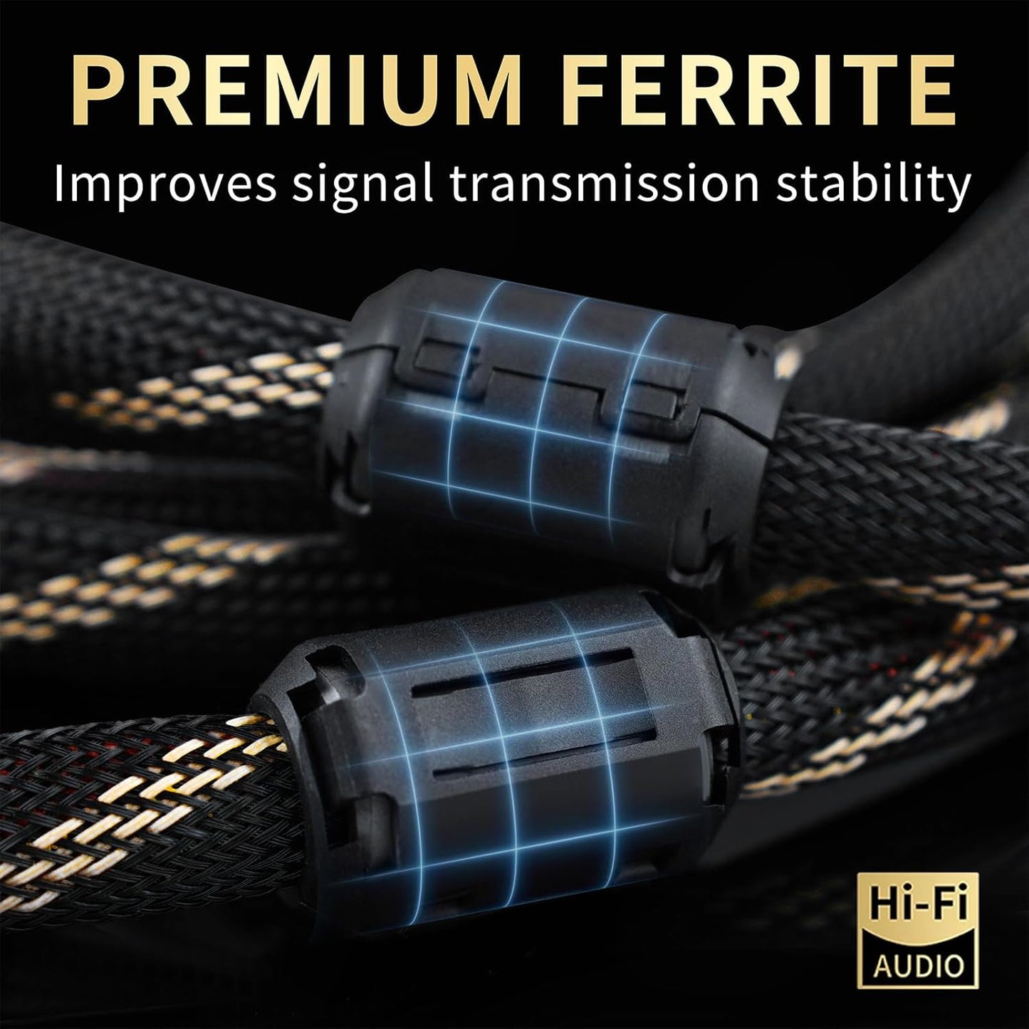 9 AWG Audiophile HiFi Speaker Audio Cable–4N OFC Core,24K Gold-Plated Banana Plugs with Nylon Braid,Compatible with Amplifier,Speakers,AV Receiver & Home Theater(8.20ft/2.5m) 2-Pack