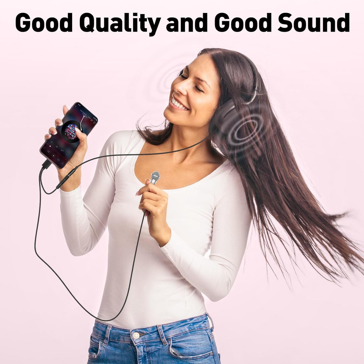 2PCS Mini Microphone for iPhone iPad Small ASMR Tiny Microphone for Voice Video Recording Singing, Vlogging, YouTube Two Mics Rose Golden and Black