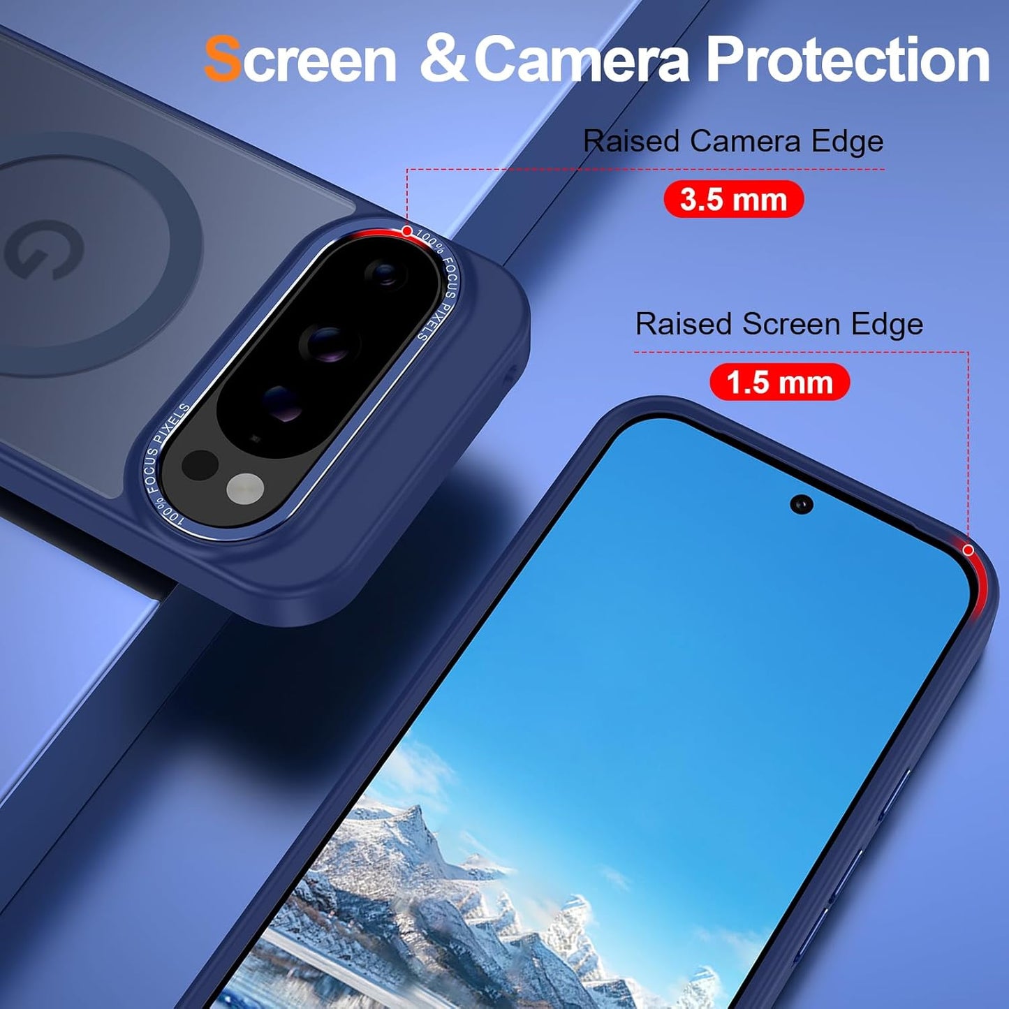 Magnetic for Google Pixel 9/Pixel 9 Pro Case, [Military Grade Drop Protection] [Compatible with MagSafe] Shockproof Slim Translucent Matte Anti-Slip for Women Girls Men Case, Dark Blue