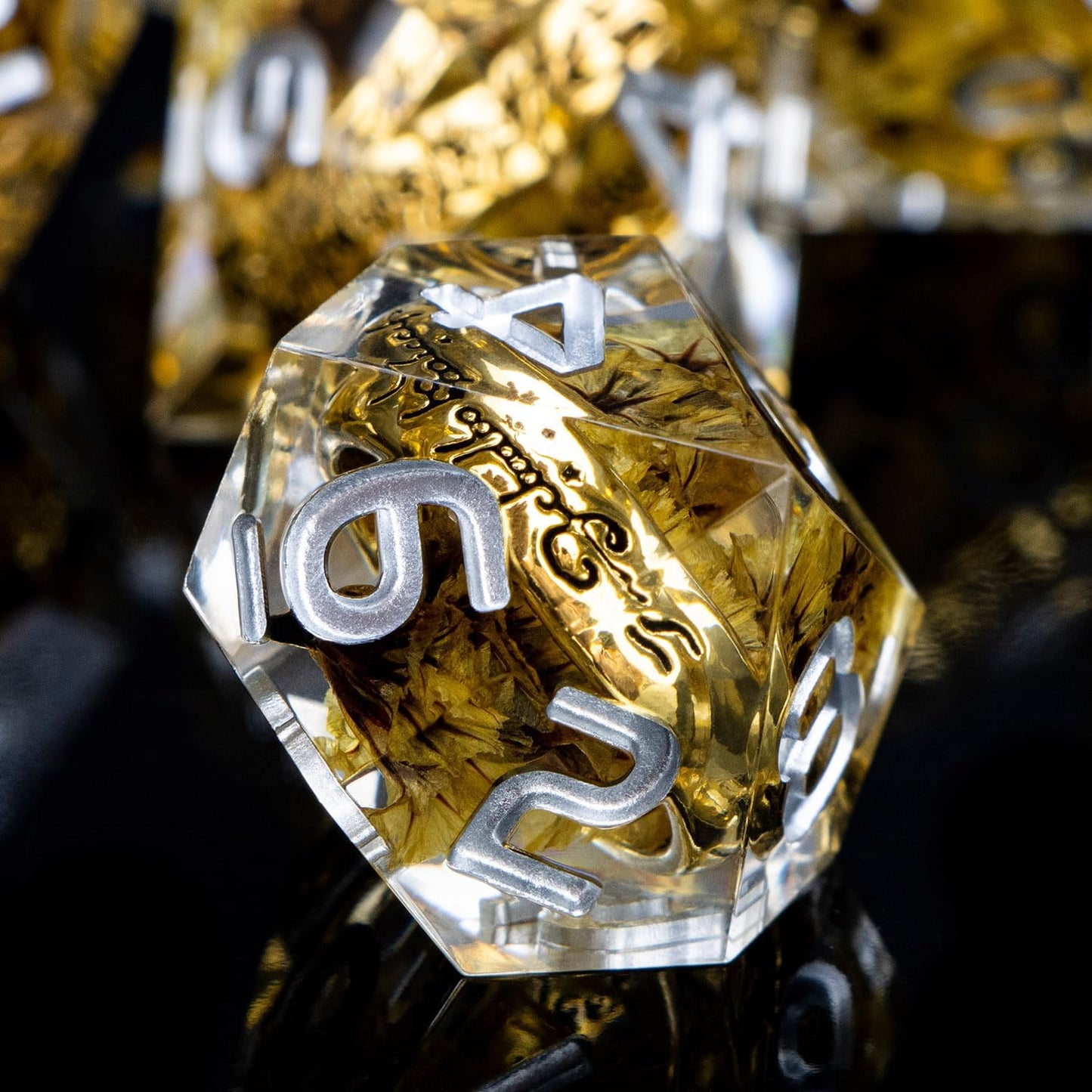 Magic Golden Ring DND Dice Set Sharp Edge Red Resin Dice with Box, for use with RPG D&D Tabletop Games Lord D and D Polyhedral Dice Set