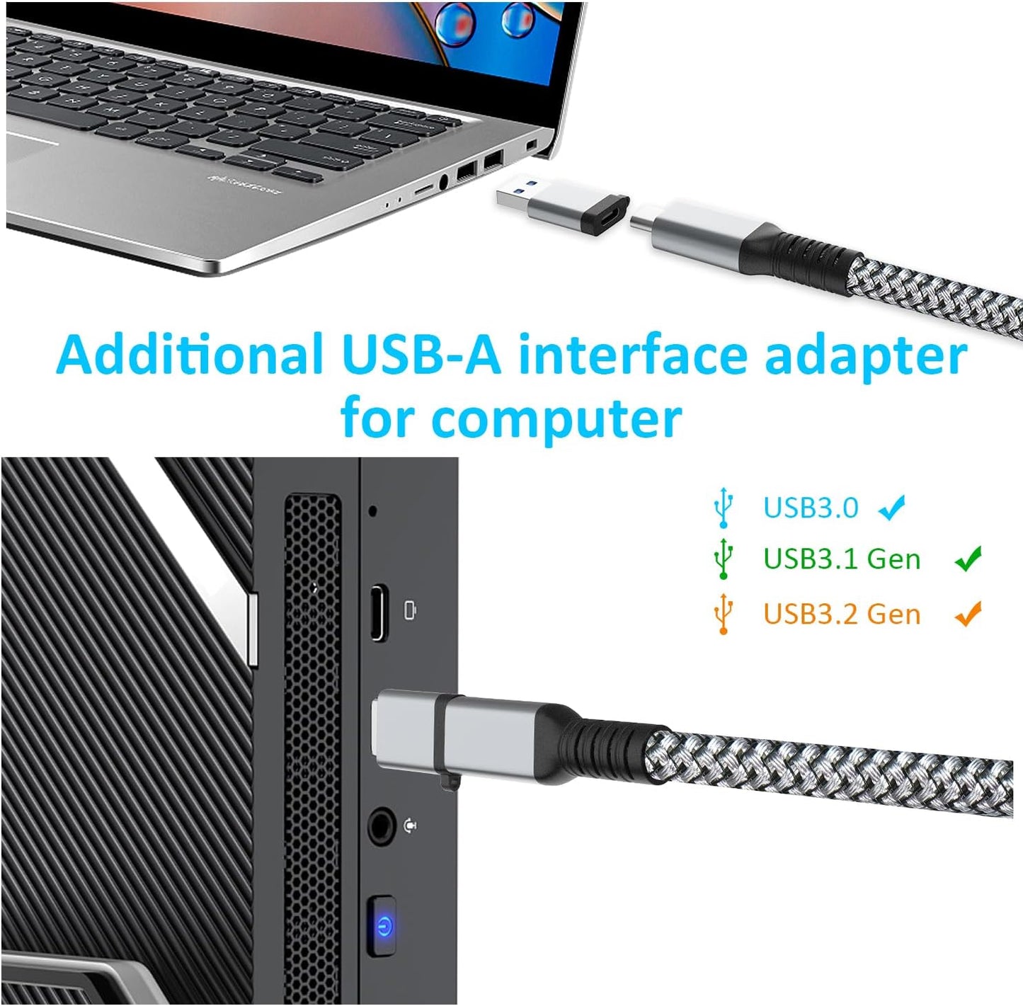 Link Cable 16FT VR Cable Compatible with Meta Oculus Quest 2/Quest 3S/Quest 3/Pro Pico, Nylon Braided Accessories and Gaming PC Steam VR, USB 3.0 Data Transfer Type C Cable, for VR Headset