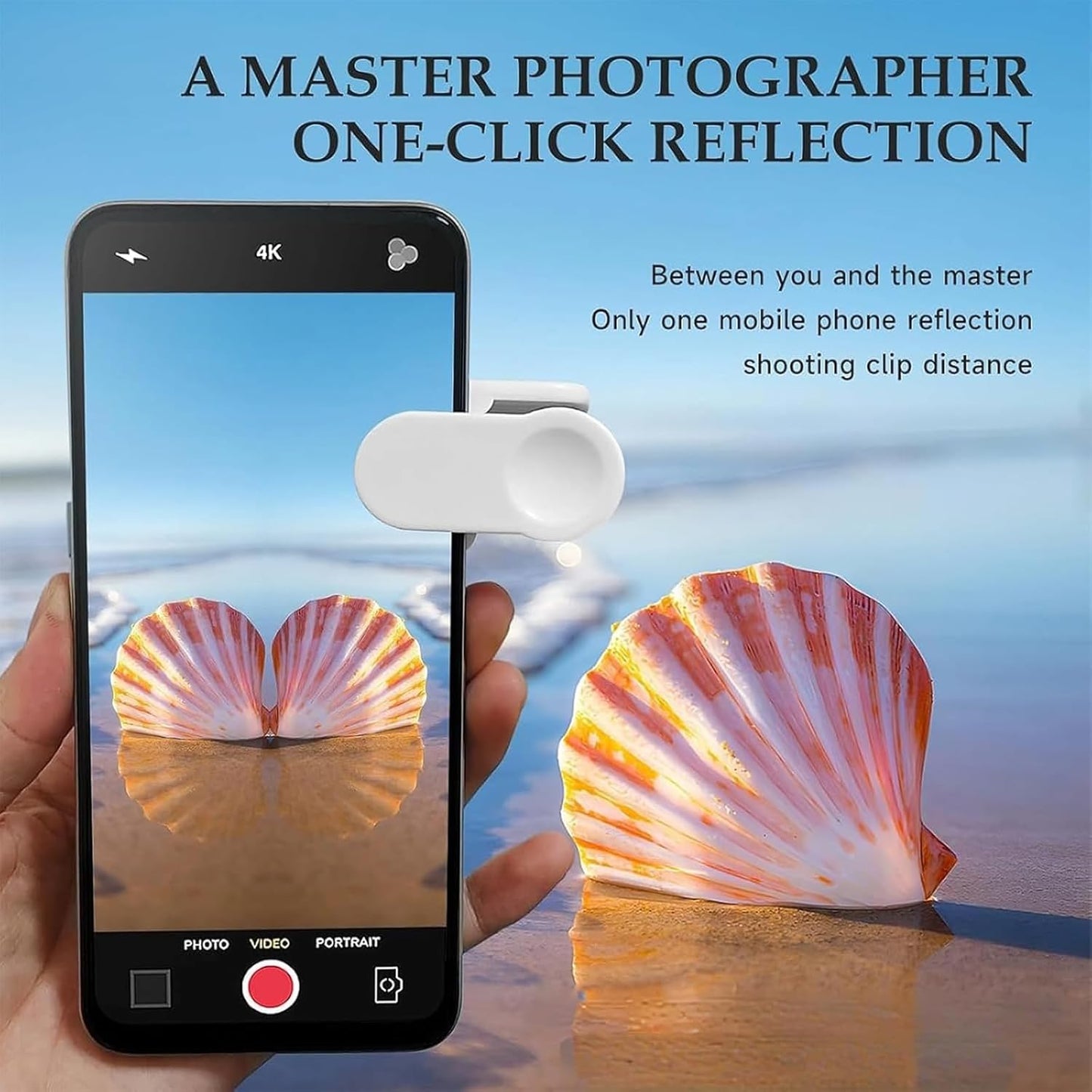 Mirror Effect Lens - Capture Stunning Reflections Instantly, Smartphone Camera Mirror Reflection Clip Kit, Adjustable HD Glass Smartphone Photography Flip Mirror, for Travel Photography (Black)