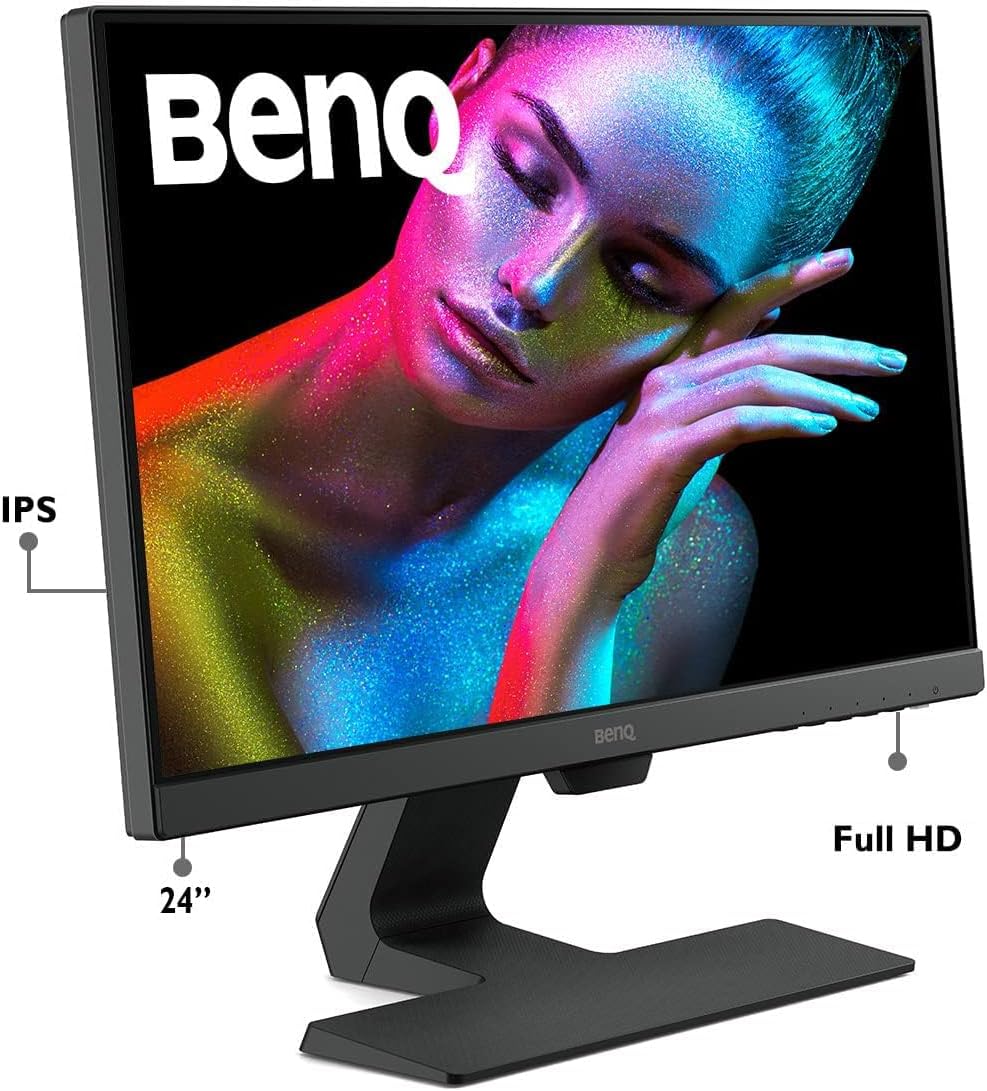 BenQ GW2480 Computer Monitor 24" FHD 1920x1080p | IPS | Eye-Care Tech | Low Blue Light | Anti-Glare | Adaptive Brightness | Tilt Screen | Built-In Speakers | DisplayPort | HDMI | VGA,Black