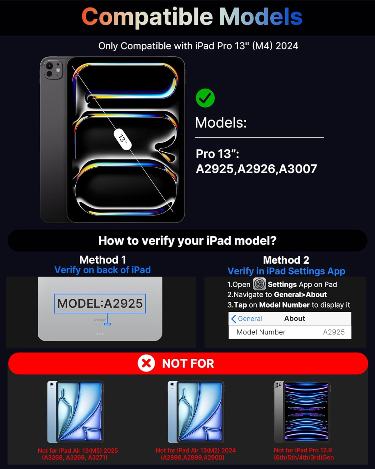 typecase Edge+ Keyboard Case for 2024 iPad Pro 13-inch (M4), Ultra-Slim Detachable Protective Case, Portrait & Typing Modes, Built-in Trackpad, 11-Color Backlight, Magnetic Stand, Pencil Holder, Black