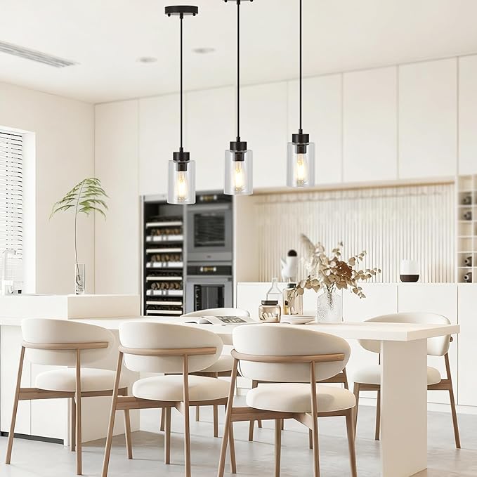 Glass Pendant Lights Kitchen Island, Oil Rubbed Bronze Kitchen Pendant Lighting Over Island, Hanging Light Fixtures Modern Pendant Lights for Hallway Entryway Bedroom Dining Room
