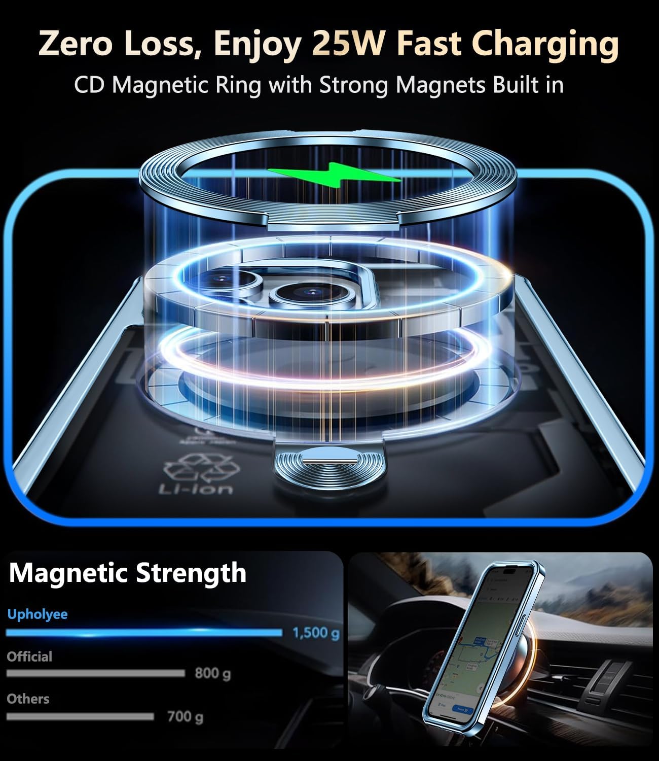 [360° Rotatable CD Stand & Built-in Privacy Screen Magnetic Case for iPhone 13 Pro Max [Compatible with MagSafe & Full Signal] Shockproof Full Body Anti-Spy Cover for 13 Pro Max-Sierra Blue