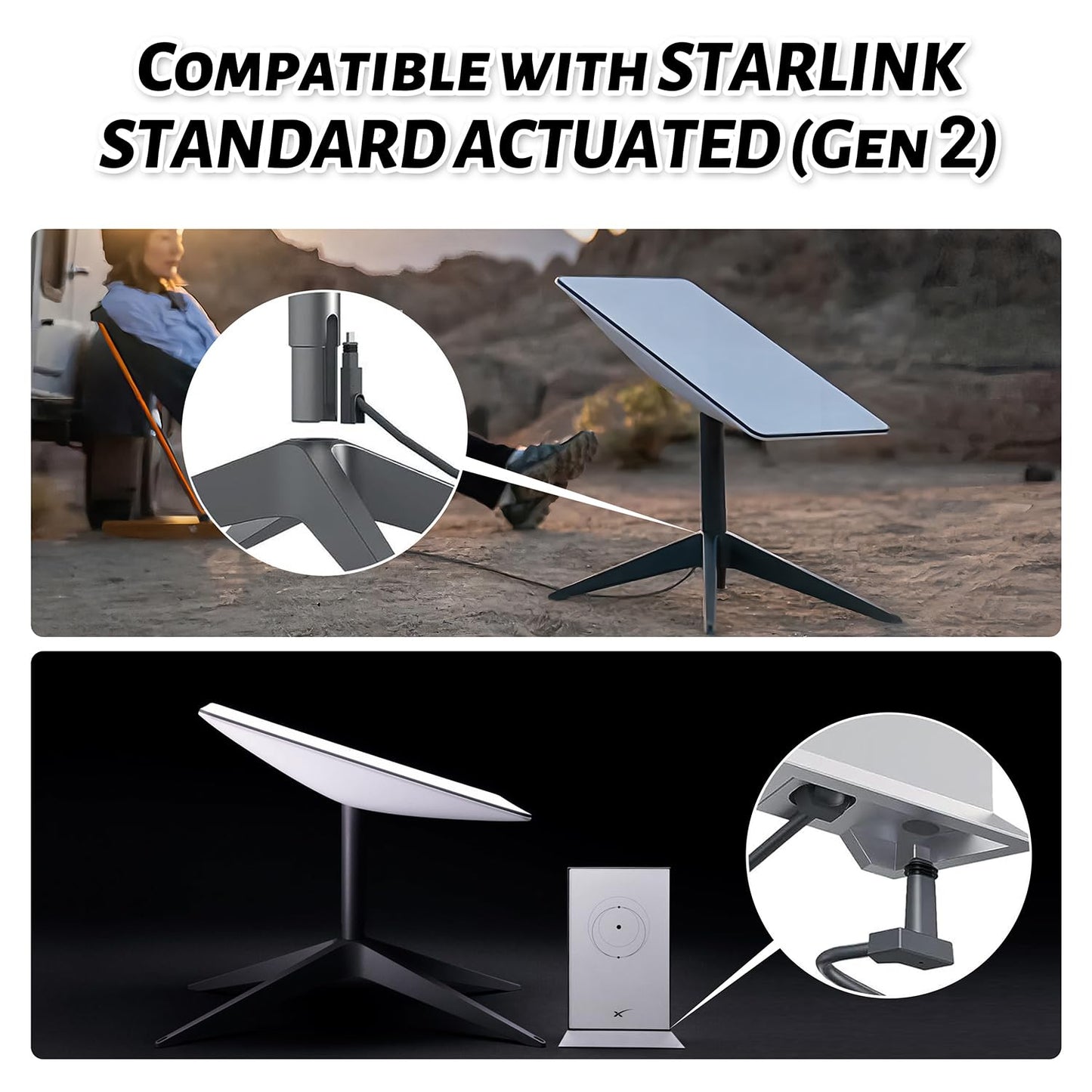 33FT Replacement Cable for SpaceX Starlink Rectangular Satellite V2, Standard Actuated Gen 2 Extension Cable with Waterproof End Caps