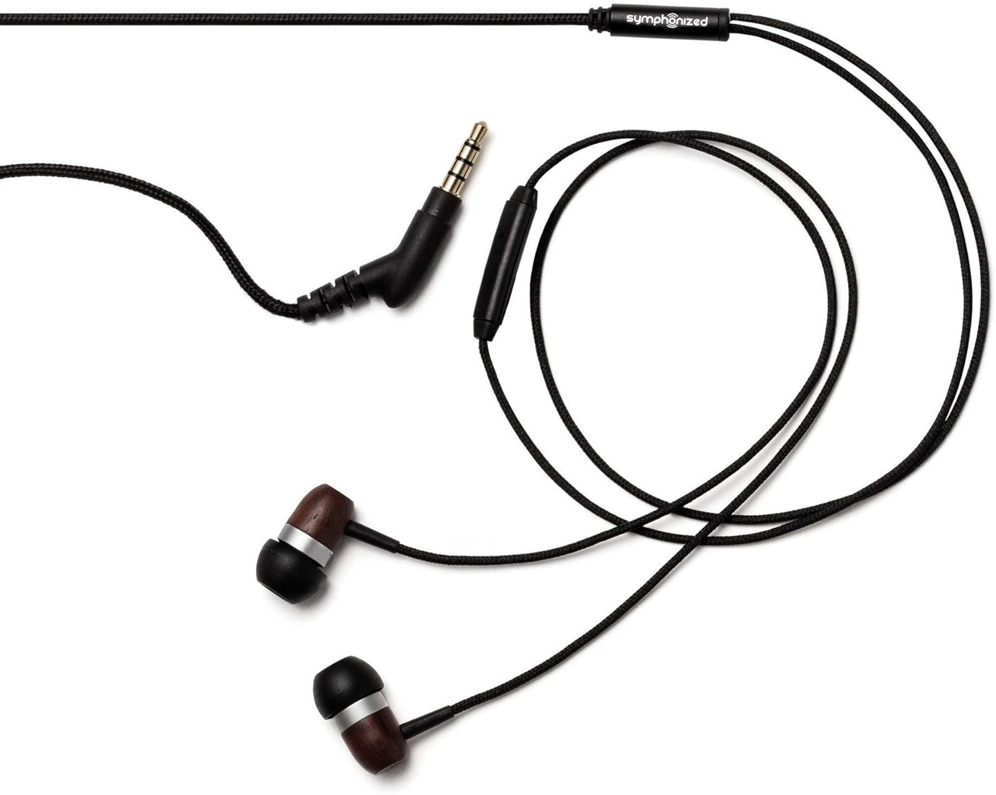 Symphonized Premium Wooden Earphones Wired (3.5mm Jack) Deep Bass Sound, 3D Sound, Microphone Volume Control, 90% Noise Cancelling for Type C Devices. Earphones for Android