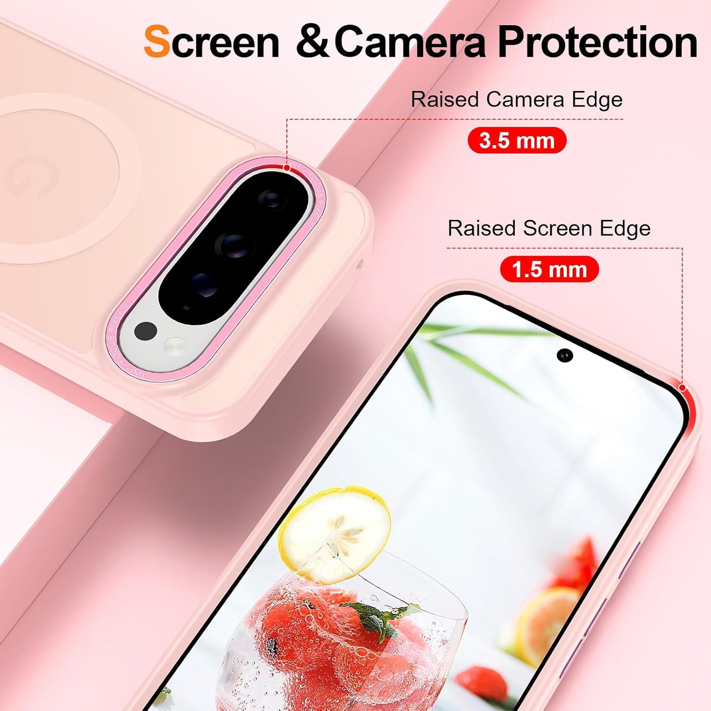 Magnetic for Google Pixel 9 Pro XL Case, [Military Grade Drop Protection] [Compatible with MagSafe] Shockproof Slim Translucent Matte Anti-Slip for Women Girls Men Case, Pink