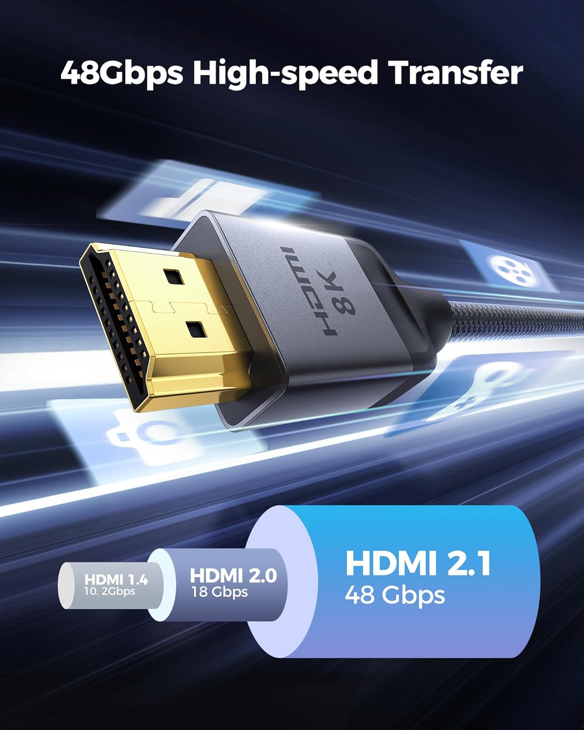 Silkland 10K 8K HDMI 2.1 Cable 2-Pack 10FT, (Upgrade Braided) Certified Ultra High Speed HDMI® Cable [8K@60Hz, 4K@120Hz] 48Gbps, HDR, eARC, HDCP 2.2&2.3, Compatible for Soundbar/PS5/Xbox/Roku TV