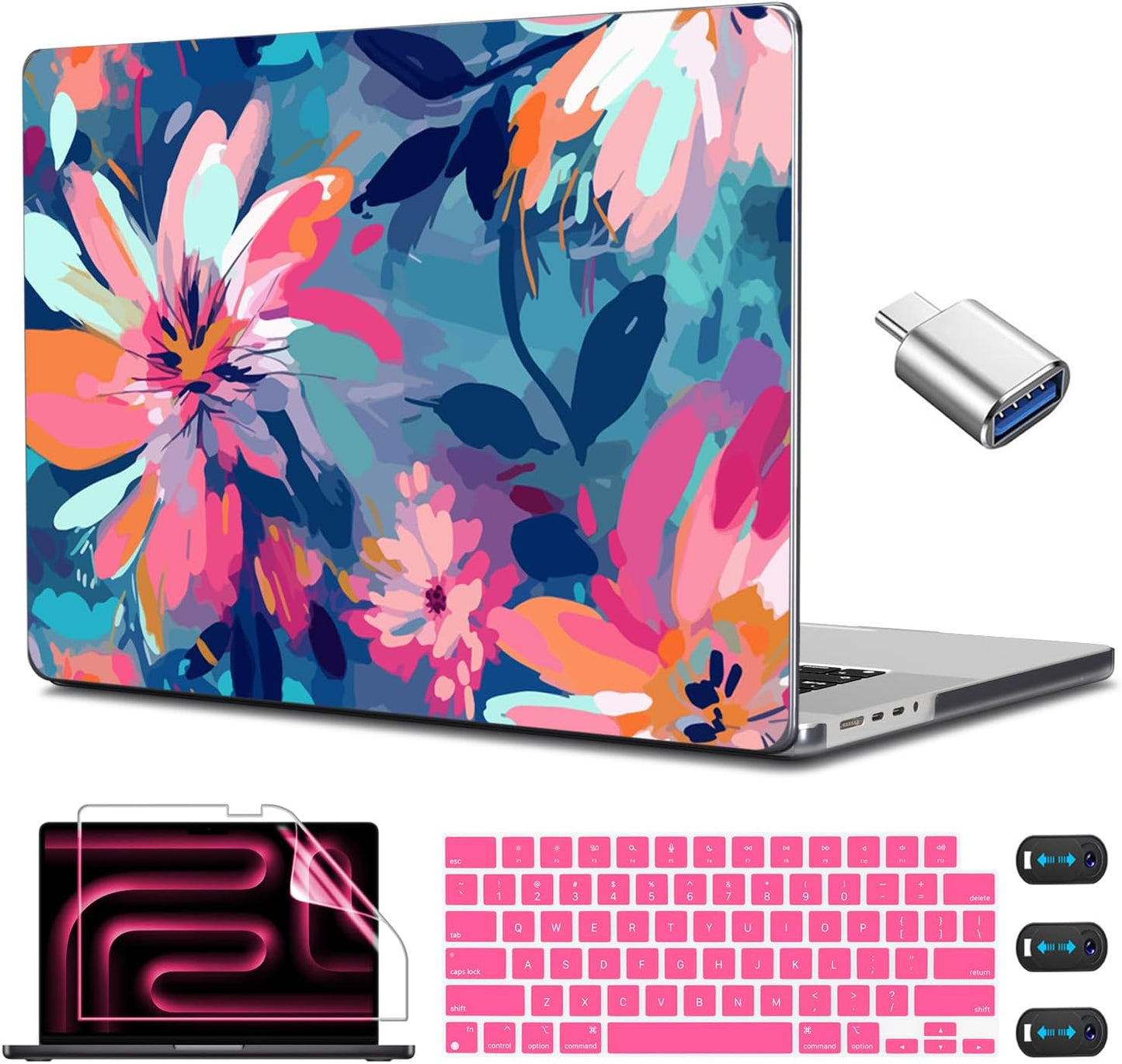 CISSOOK Compatible with MacBook Pro 14 inch Case 2024, 2023 2022 2021 Release M4 A3112 A3185 A3401 M3 A2992 A2918 M2 A2779 M1 A2442 Pro/Max Chip, Plastic Hard Case &Keyboard Cover, Muti-color Painting