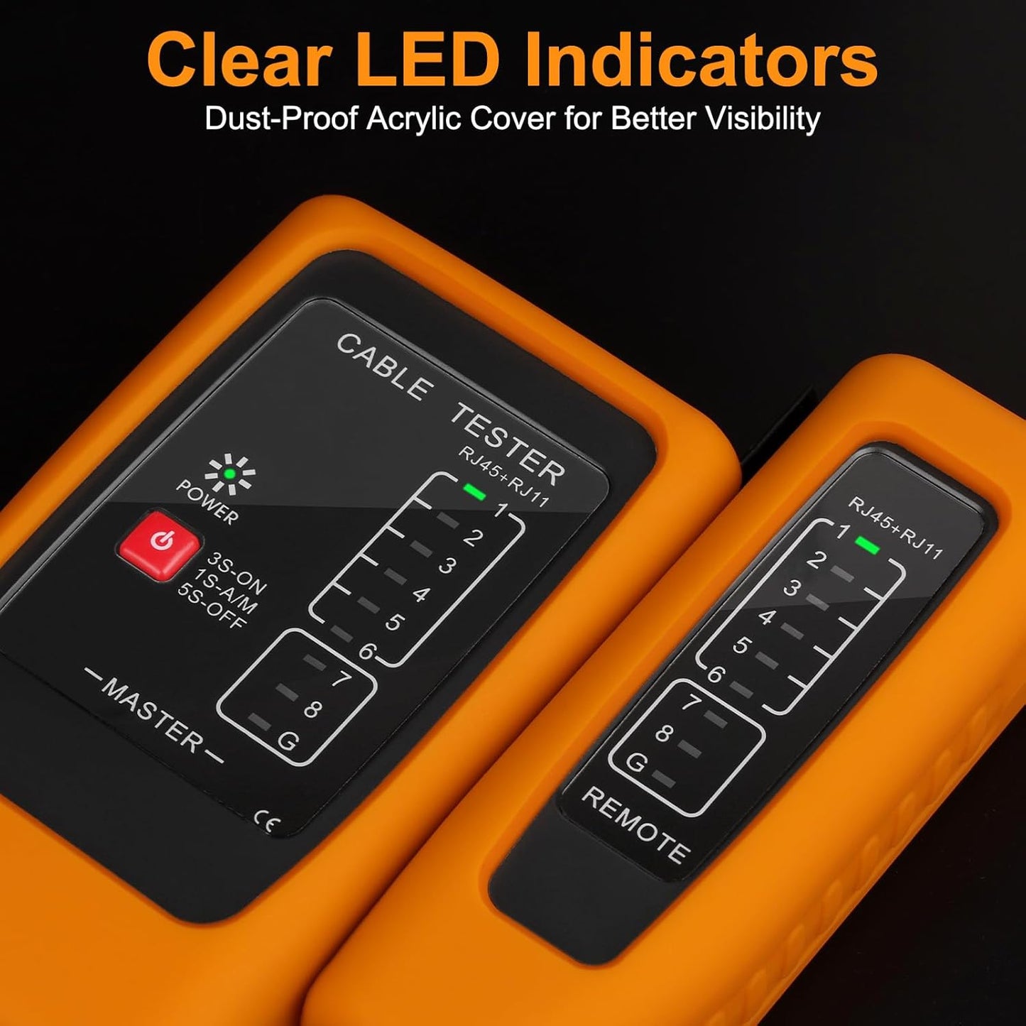 Network Cable Tester and Ethernet Tester with POE Detection, 300m Remote RJ45 Tester for Cat5/Cat6 Cable, Automatically Checks Continuity, Open, Short, Crossover (Battery Not Included)